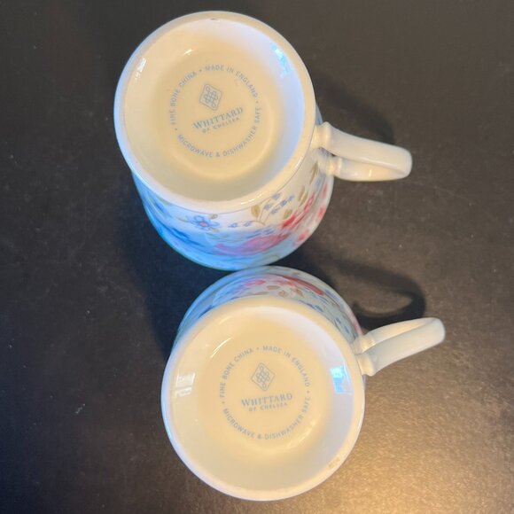 Two (2) WHITTARD OF CHELSEA Fine Bone China Floral 🌸 Footed Tea Cups ~ England - Picture 7 of 9